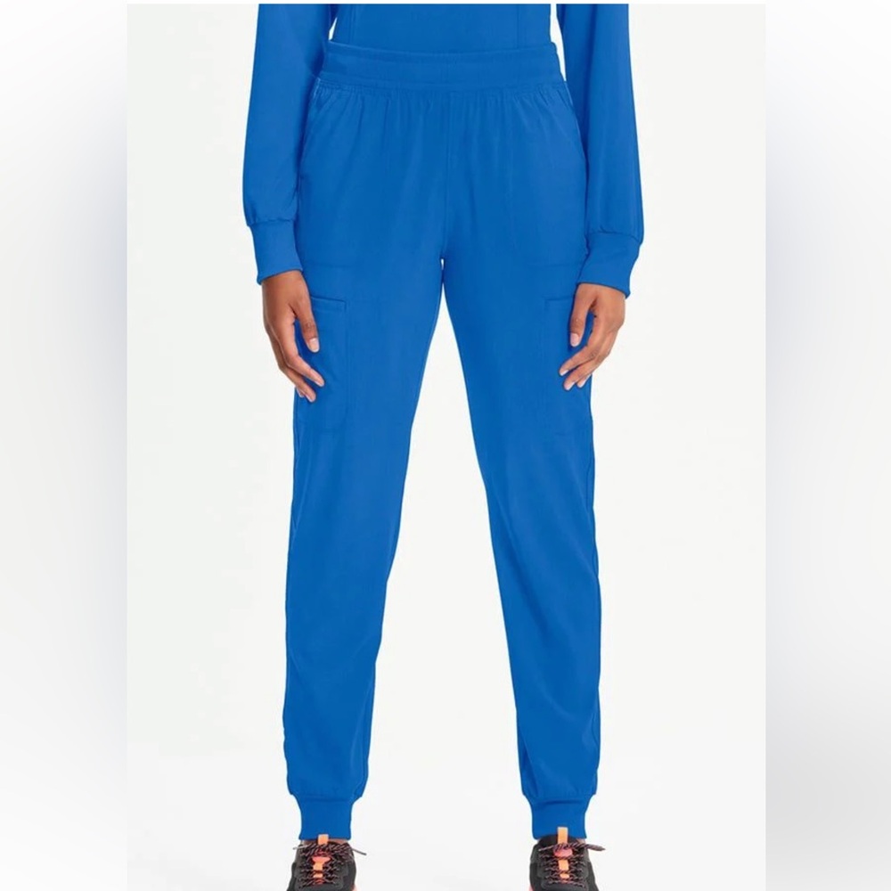 Cherokee Infinity Women's Rib Trim 6-Pocket Jogger Scrub Pant Royal Blue XL